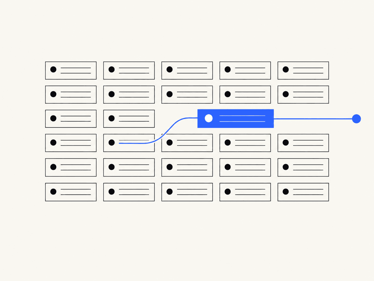 Break the Pattern One prominent blue message breaks out of a strict grid of identical messages.