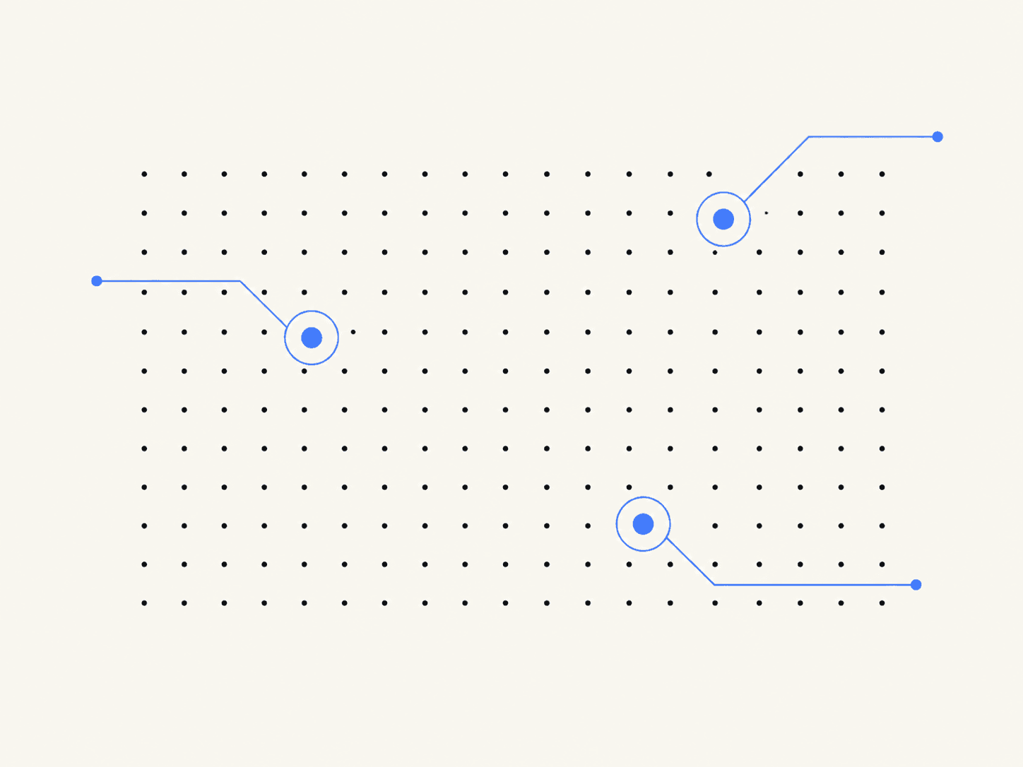 The Exception A dense field of black marks with three selected prospects highlighted in blue.